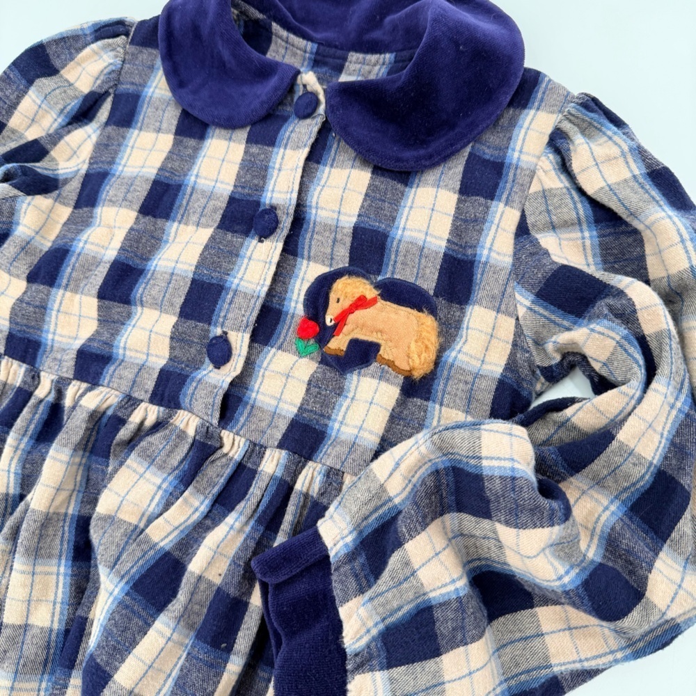Vintage 90s Horse Plaid Kids Dress Rebecca Raggs Originals Girls 6X